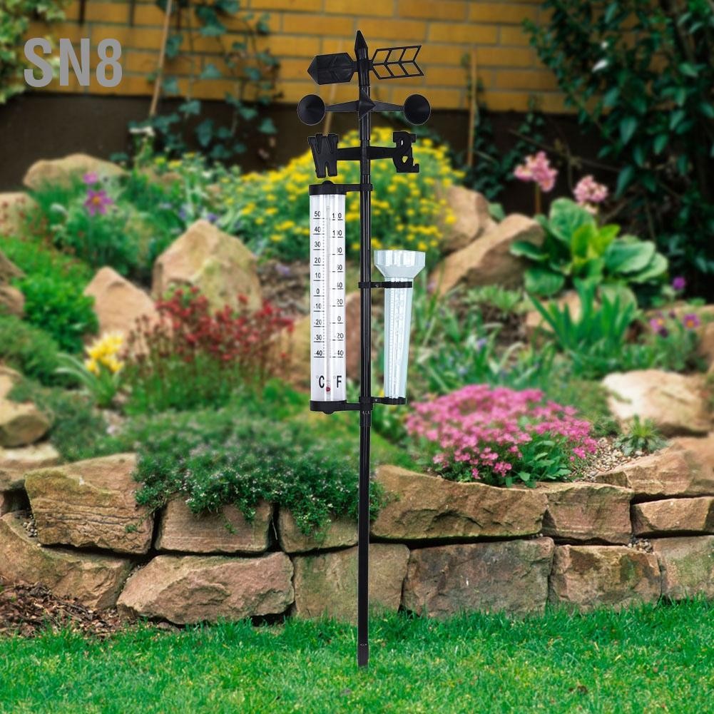 SN8 3 in 1 Weather Station Measurer สวนกลางแจ้งเครื่องวัดอุณหภูมิ Rain ...