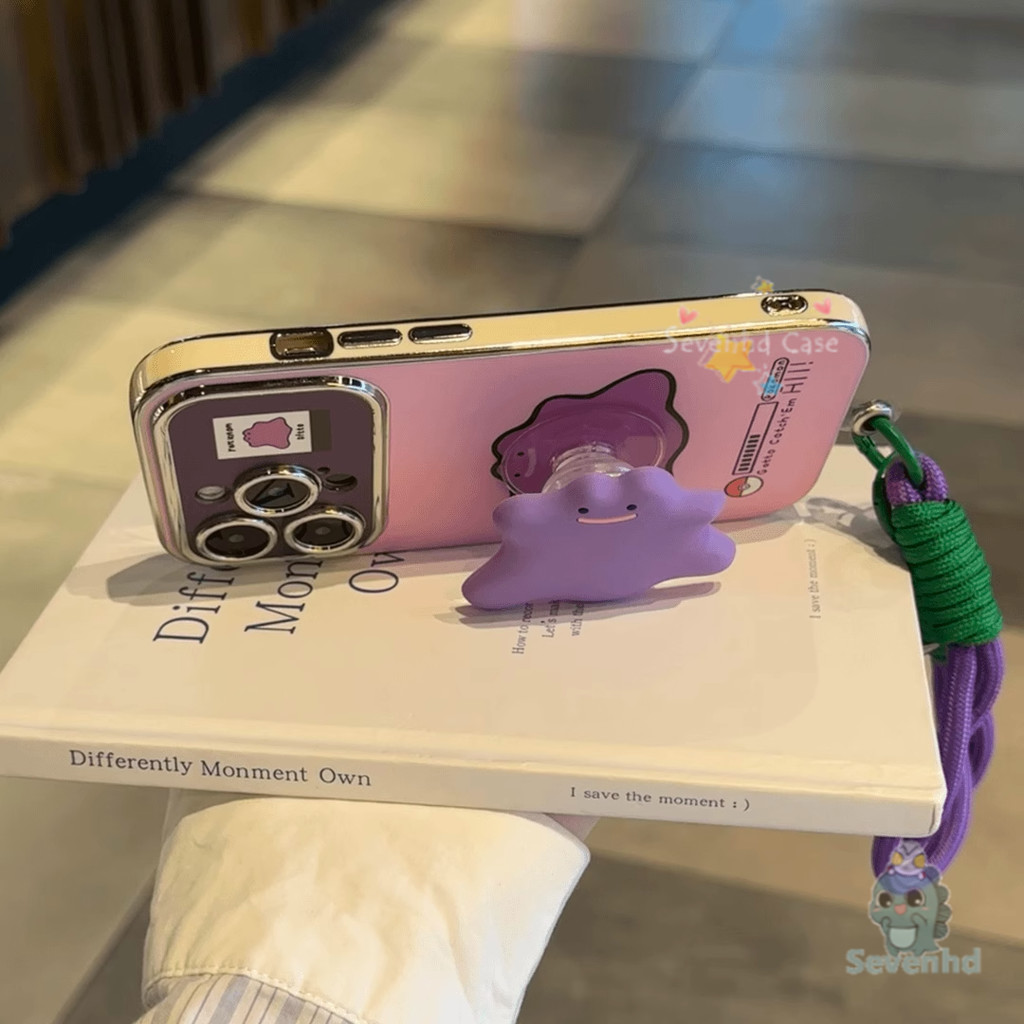 อะนิเมะpokémonเคสโทรศัพท์น่ารักสีม่วงditto BracketสําหรับiPhone 11 15 ...