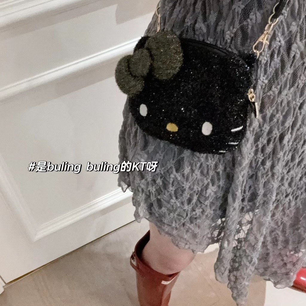 Hello kitty Sparkling Big Face Bag Messenger Bag Small Round Bag Silver