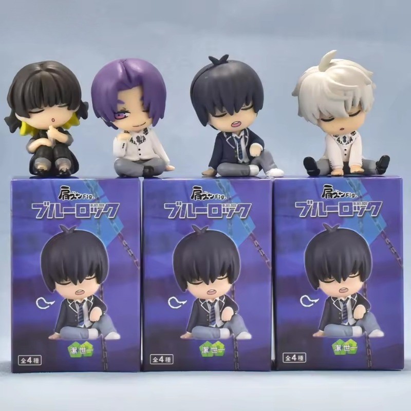 Xinchangda 2 Stück Rin Itoshi Figur Modell Isagi Yoichi Actionfigur Anime Seishiro Nagi Figur Statue, blaue Fußballtrikots Kampfposition Skulptur Dekoration Sammlerstück Geburtstagsgeschenk