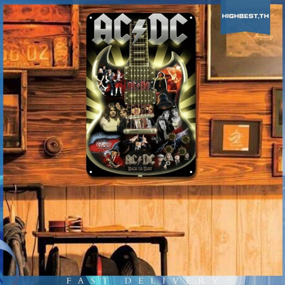 [Highbest.th] แผ่นโลหะวินเทจ AC/DC ภาพวาดเหล็กสี่เหลี่ยม Wall Art ตก ...