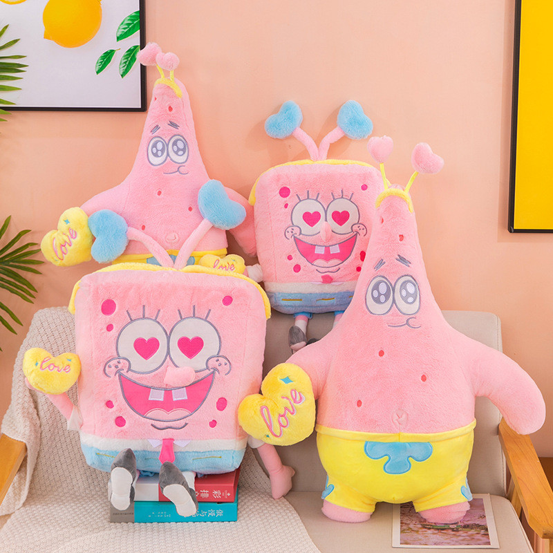 สีชมพู SpongeBob SquarePants ตุ๊กตาพายดาวตุ๊กตาของเล่น Ragdoll หมอนนอน ...