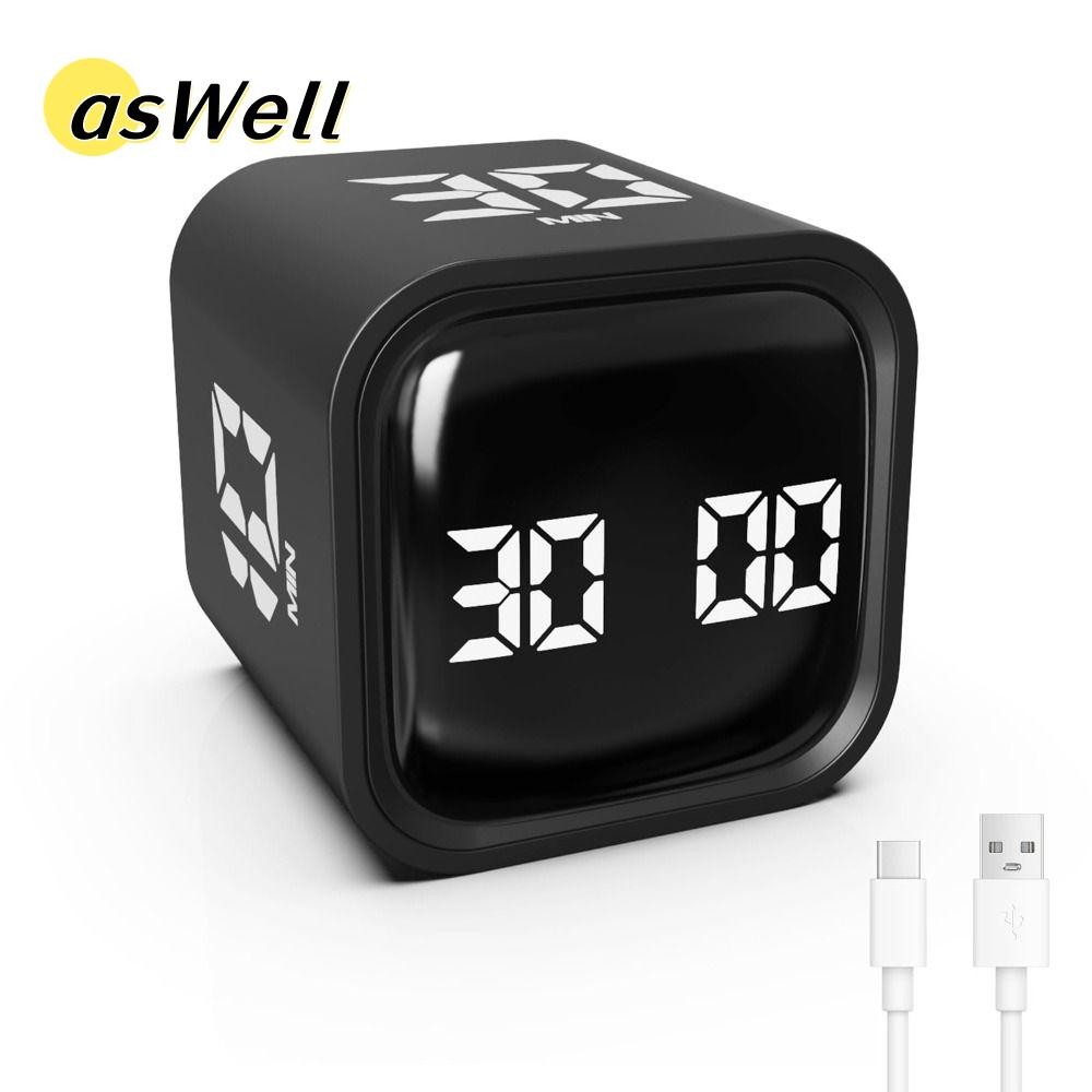 ASWELL Digital Cube Timer, Rotation Timing 3 Volume Adjustable Pomodoro ...