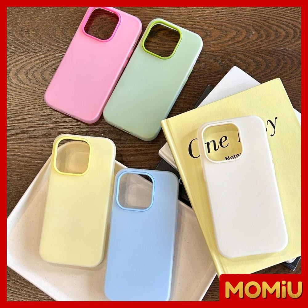 MOMiU - ฟรอสต์แมทท์ 2-in-1 สีแคนดี้ เข้ากันได้สำหรับ เคสไอโฟน11 เคส iphone 16 Pro Max 7Plus XR 12 13 14 15 สีชมพูสวยงาม - 2