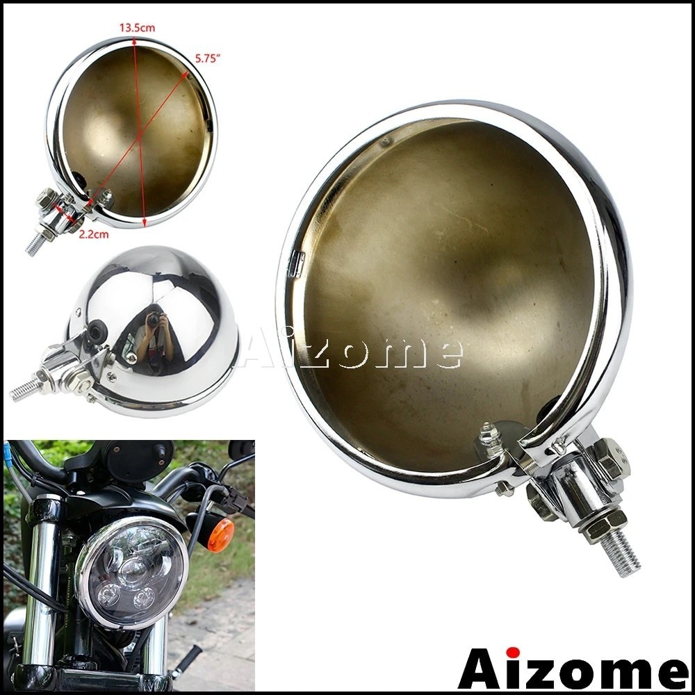 AI Chrome Motorcycle Headlamp Housing Light Shell 5.75