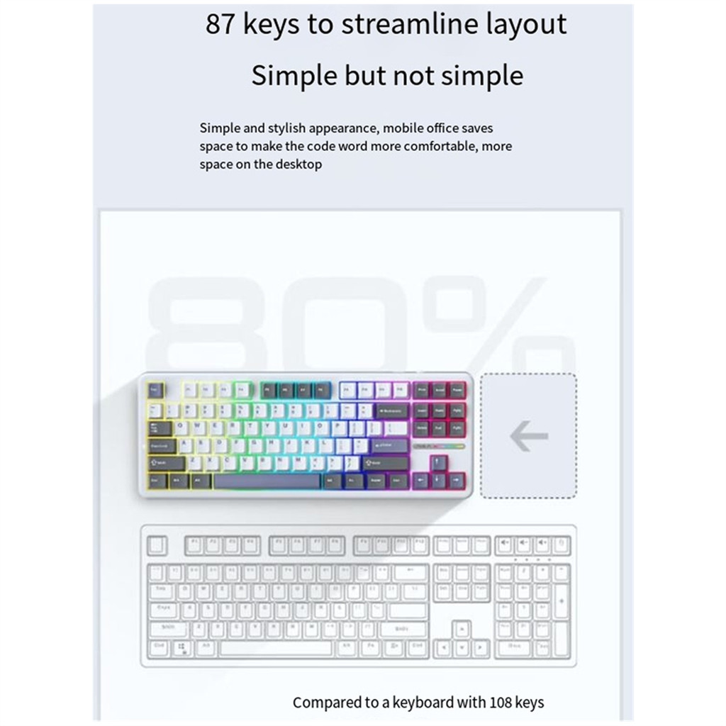 Aula F87 Mechanical Keyboard Set 87 Key Hotswap คีย์บอร์ดไร้สาย RGB PBT ...