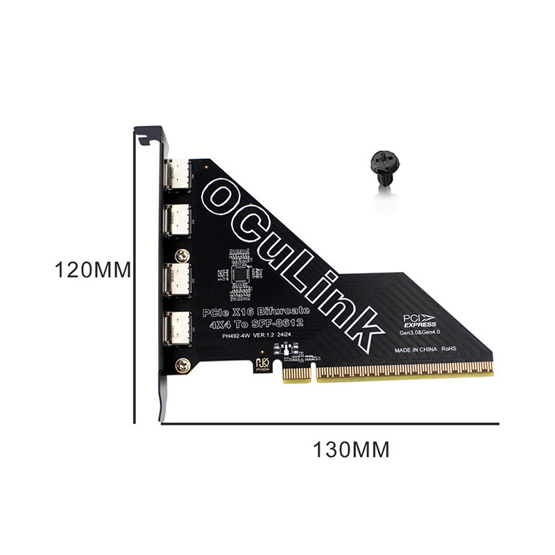 PCIe X8 แยก 2-Port SFF8611 & 8612 Oculink การ์ดขยายภายนอก U.2 SSD ...