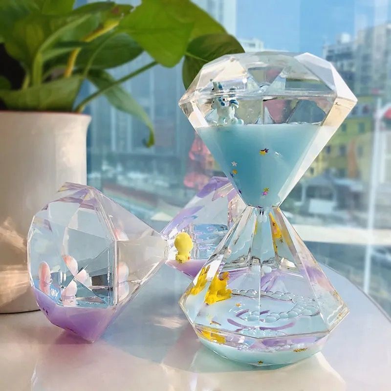 Creative Diamond Crystal Liquid Hourglass Oil Leak Timer 4 Shopee