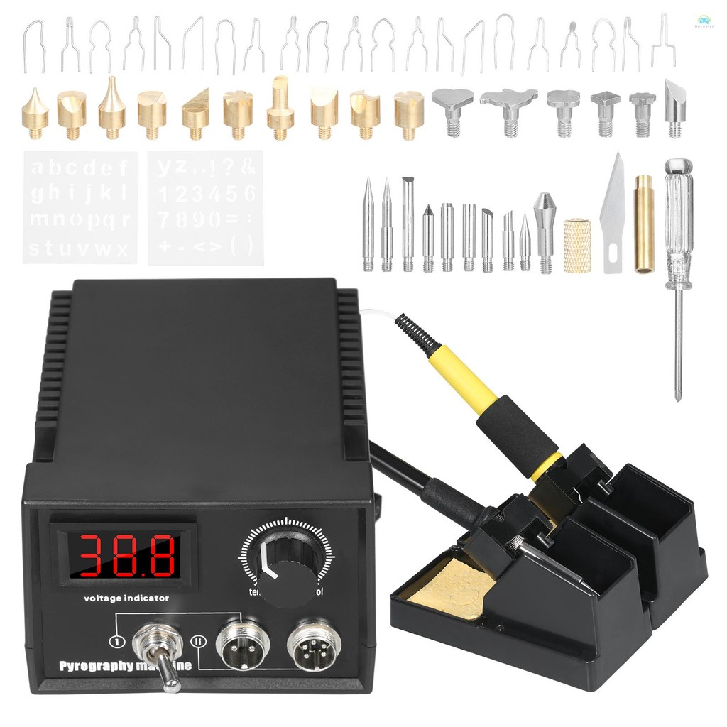Yb1 Pyrography Machine60W 220V 55 ชิ้น Woodburner Pyrography ไม้หนัง ...