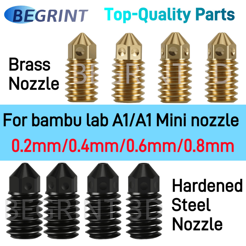 For Bambu Lab A1 Mini Nozzle Brass Hardened Steel 0.2-0.8mm High ...