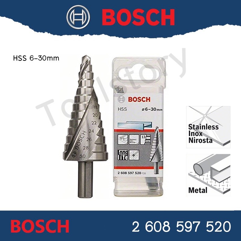 Bosch (สีเงิน) Step Drill 6-30mm HSS ดอกเจดีย์ #2608597520 | Shopee ...