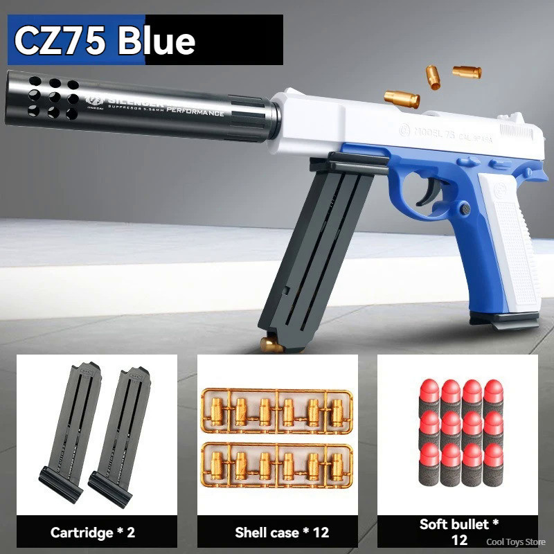 CZ75 Soft Bullet Gun Toy Shell Throwing Manual Air Soft Pistol Weapons ...
