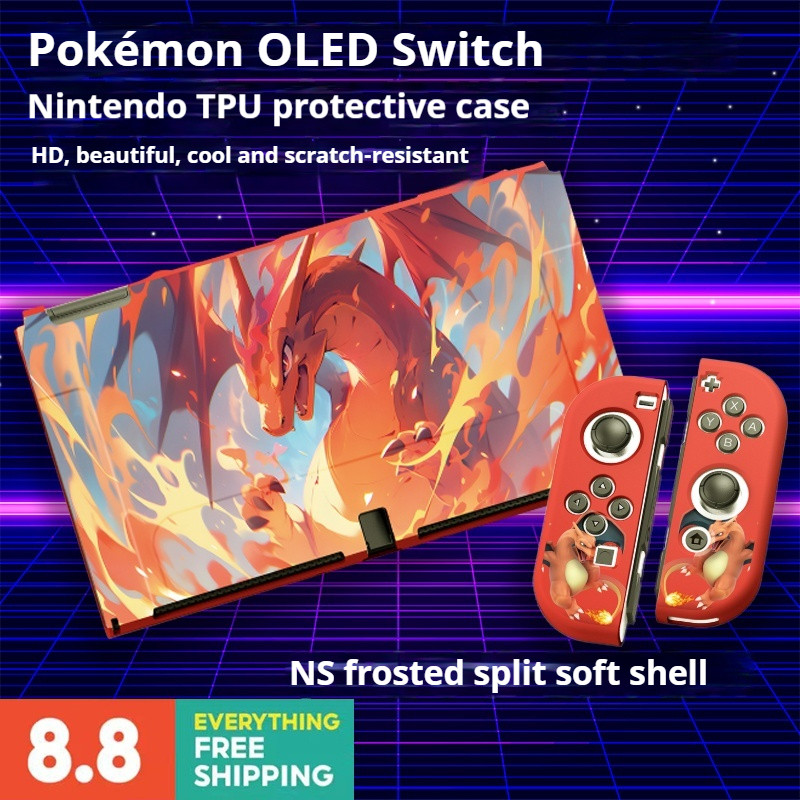 Pokemon OLED Switch Nintendo TPU เคสป้องกัน NS Matte Split Soft Shell ...
