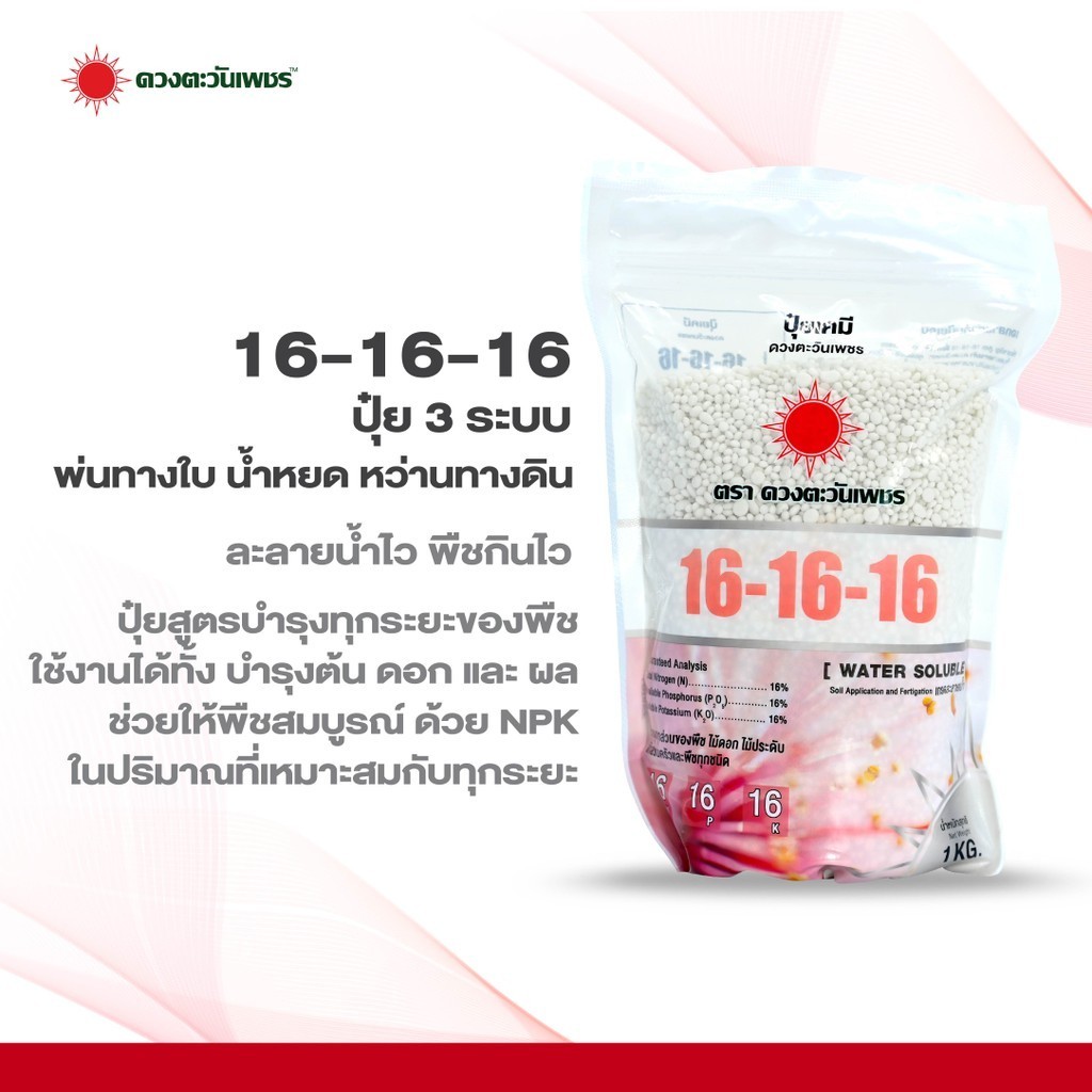 ปุ๋ย 16-16-16 (แบรนด์) ขนาด 1 กก ปุ๋ยเคมีสูตรเสมอ บำรุงได้ทุกส่วน และ ...