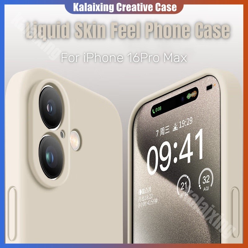 เคสซิลิโคนเหลวทรงสี่เหลี่ยมดั้งเดิมสําหรับ iPhone 16Pro Max 16Pro ...