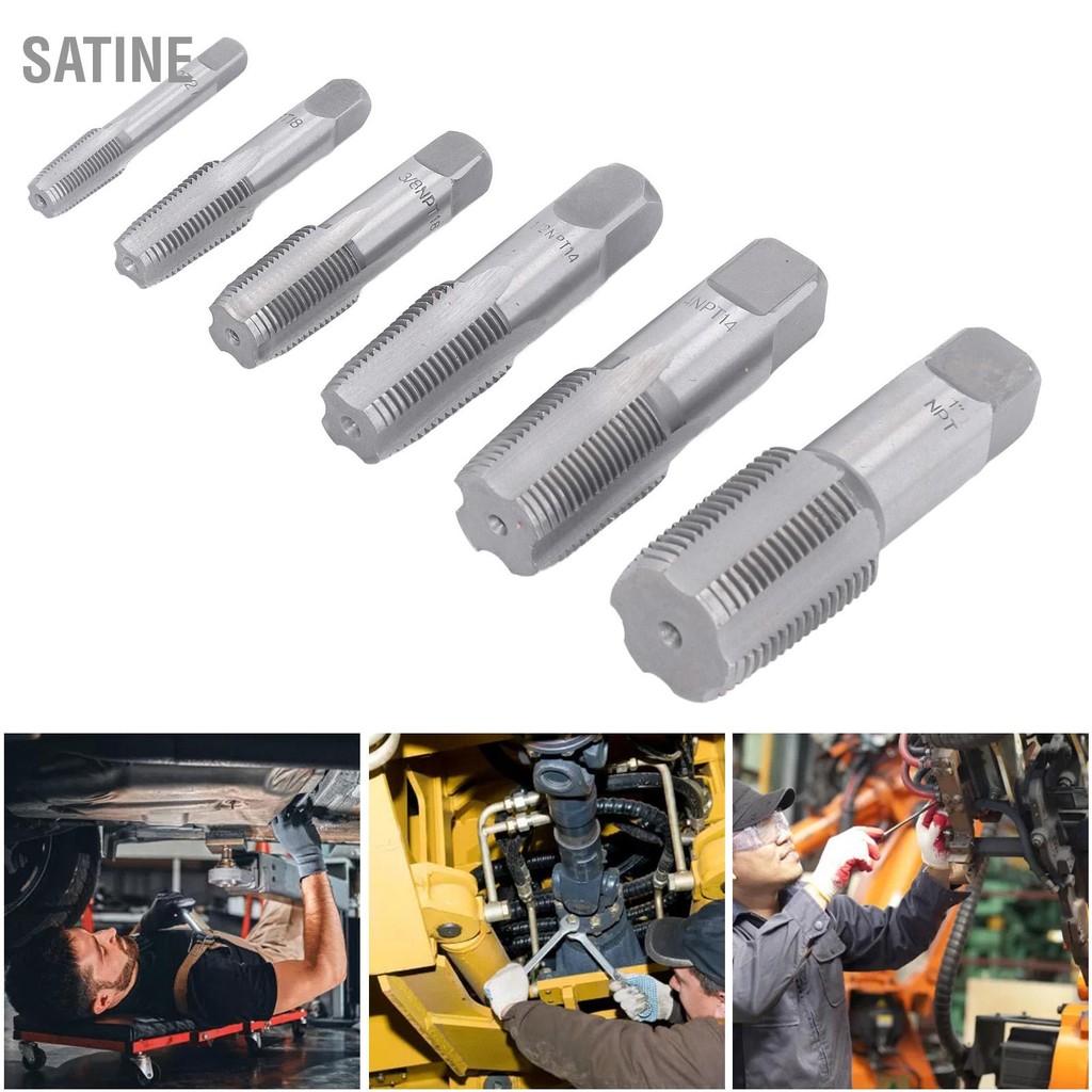 Set di Maschi per Tubi NPT 6 Pezzi, Kit di Strumenti per Maschiatura Filettatura