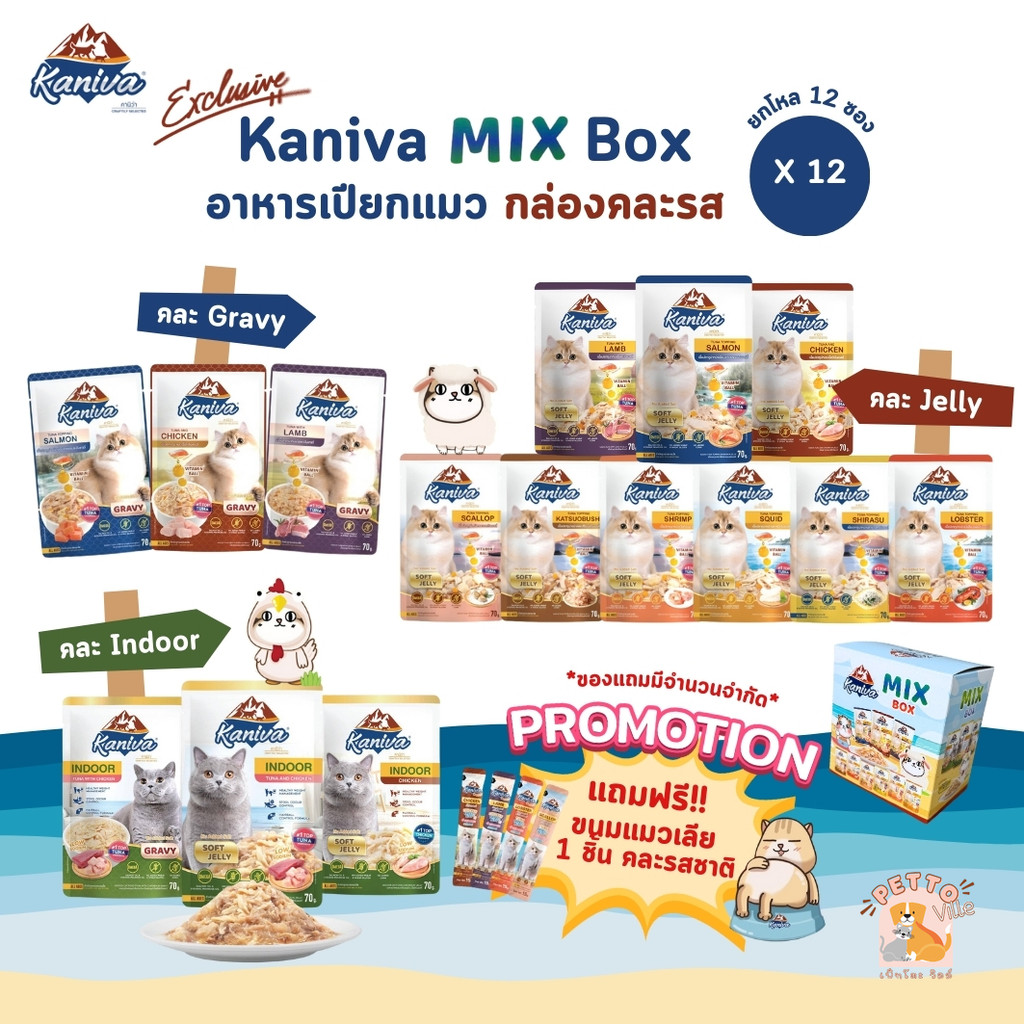 Exclusive!! Kaniva Mix Box [12 ซอง] คานิว่าเพาซ์ อาหารเปียกแมว กล่องคละ ...