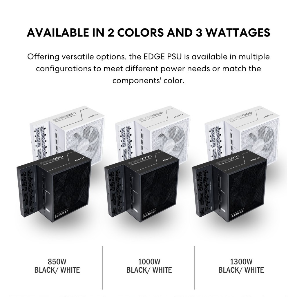 PSU LIAN LI Edge EG1300 Black/White 1300W 1000W 850W ATX3.0 80Plus ...