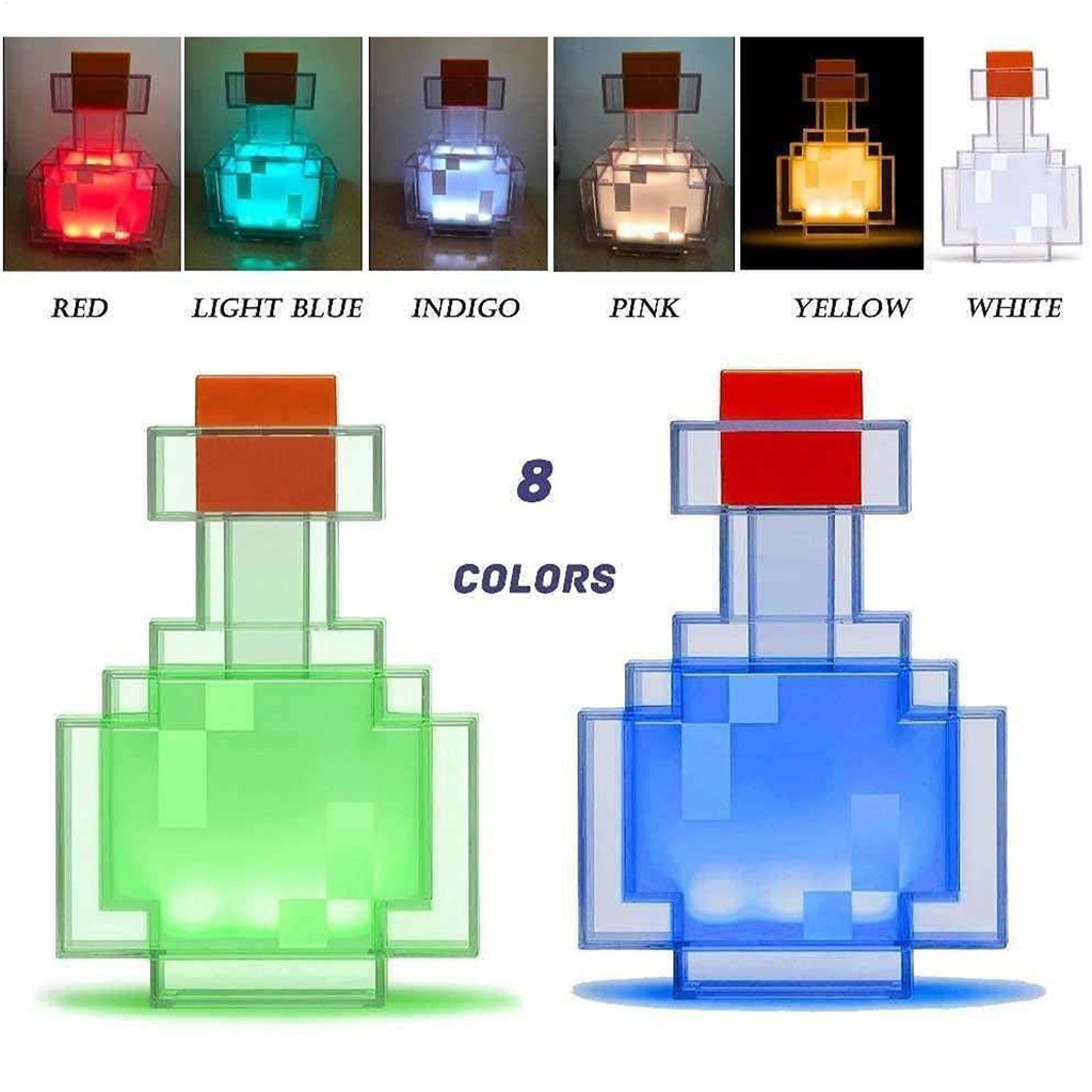 Minecraft potion ขวดไฟกลางคืนหลอดไฟ LED 8 สีเปลี่ยนได้ werfhth | Shopee ...