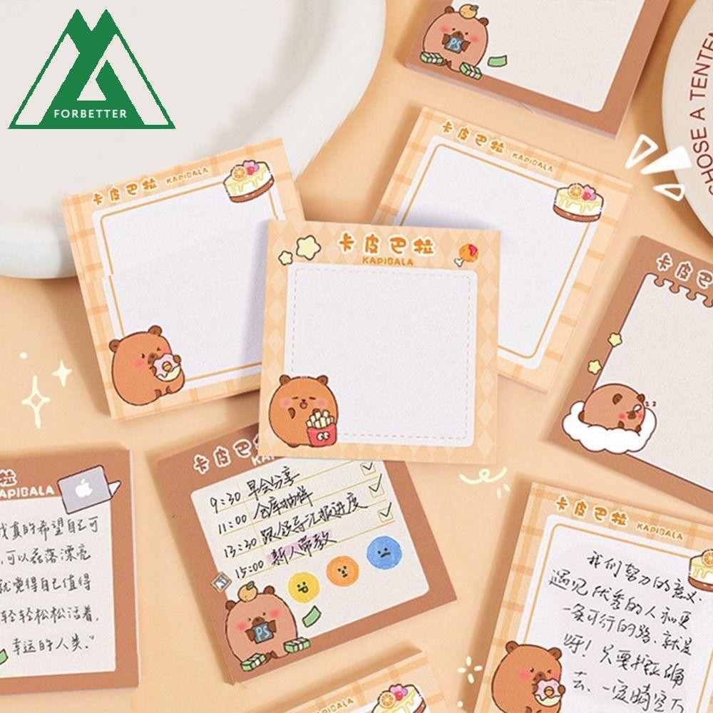 Forbetter Capybara Sticky Note, Self-กาวน่ารัก Capybara Memo Pad ...