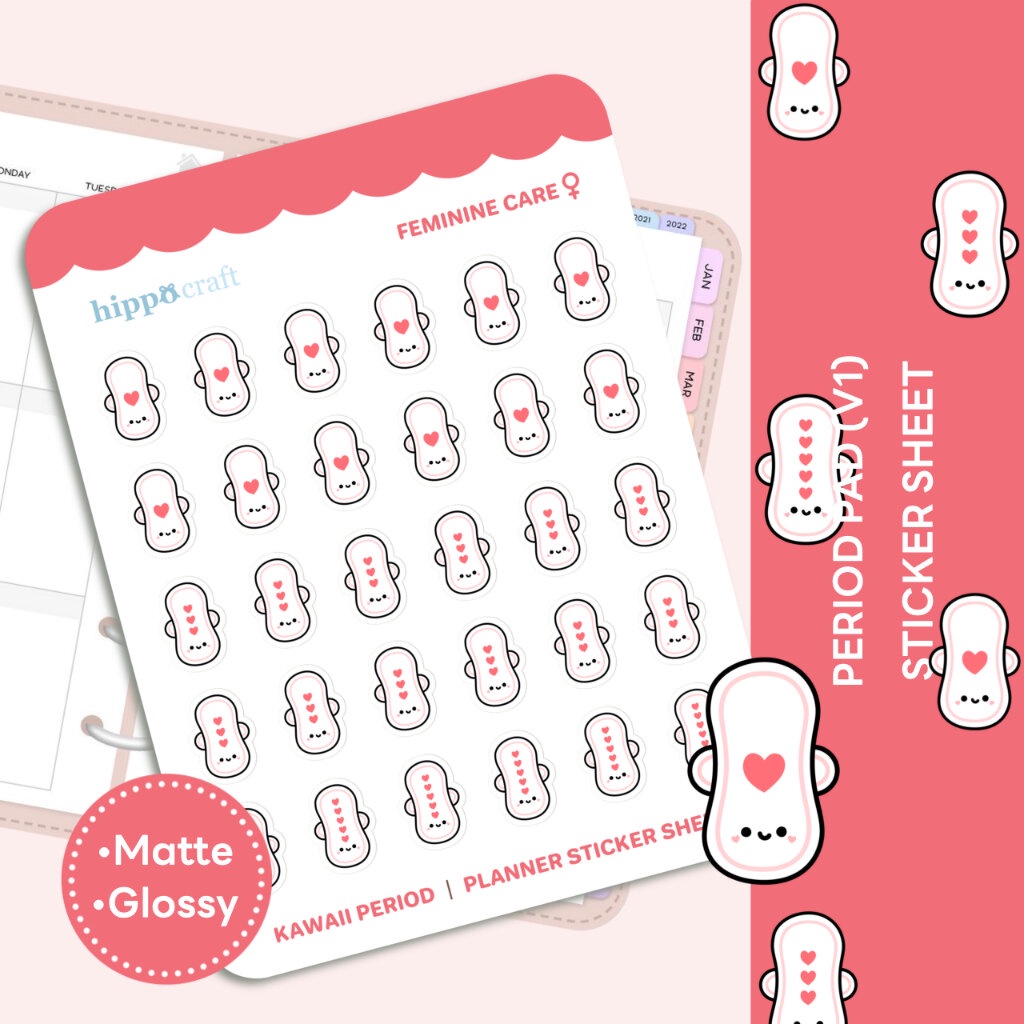 Period pad v1 Planner sticker sheet สติ๊กเกอร์ไดคัท เตือนความจำ ติด ...