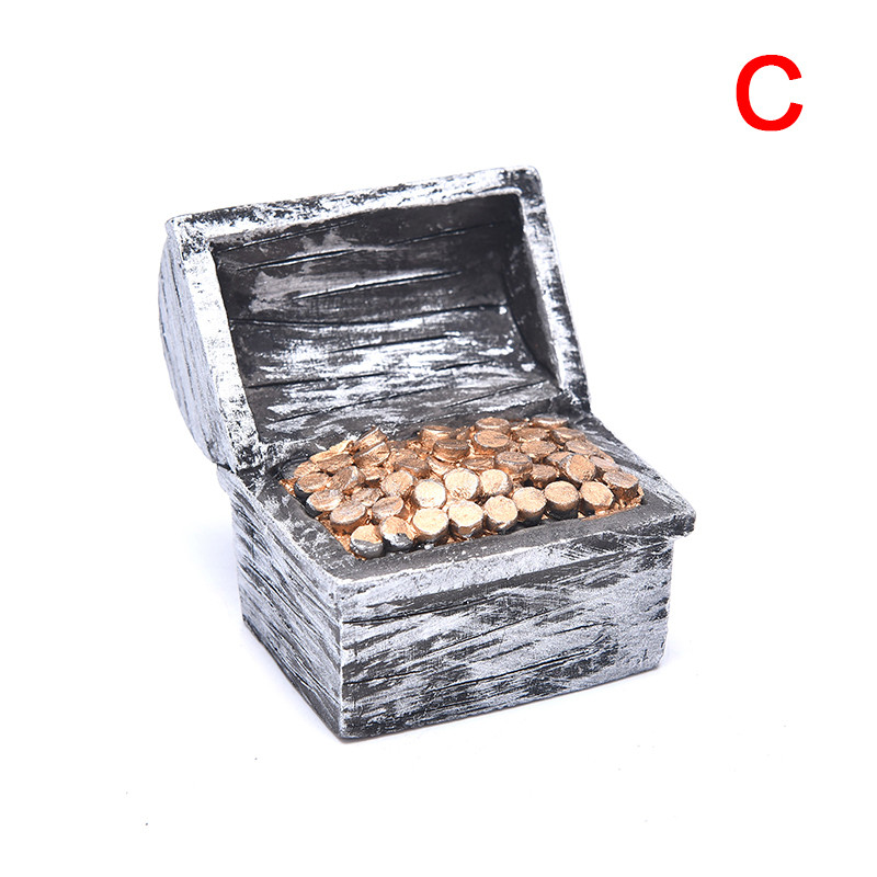 [MMBB] Pirate Treasure Chest Box Gold Coins Fish Aquarium Resin ...