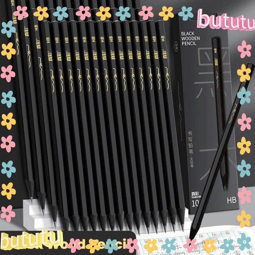 Butu 10/30PCS ดินสอกราไฟท์, ไม้สีดํา HB 2B ดินสอร่าง, คุณภาพสูงสีดํา ...