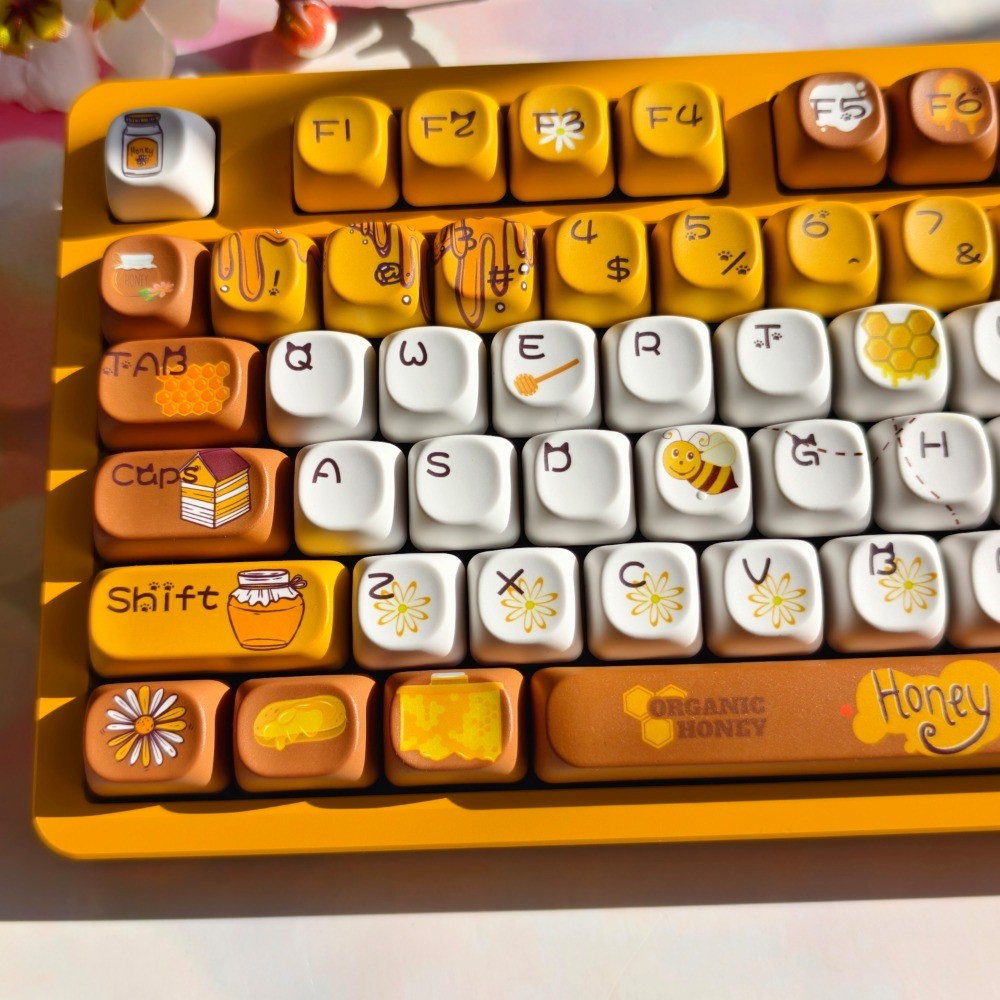 Honey Keycaps 120 คีย์ MOA โปรไฟล์ PBT Dye Sublimation Wooting60 MAD60 ...