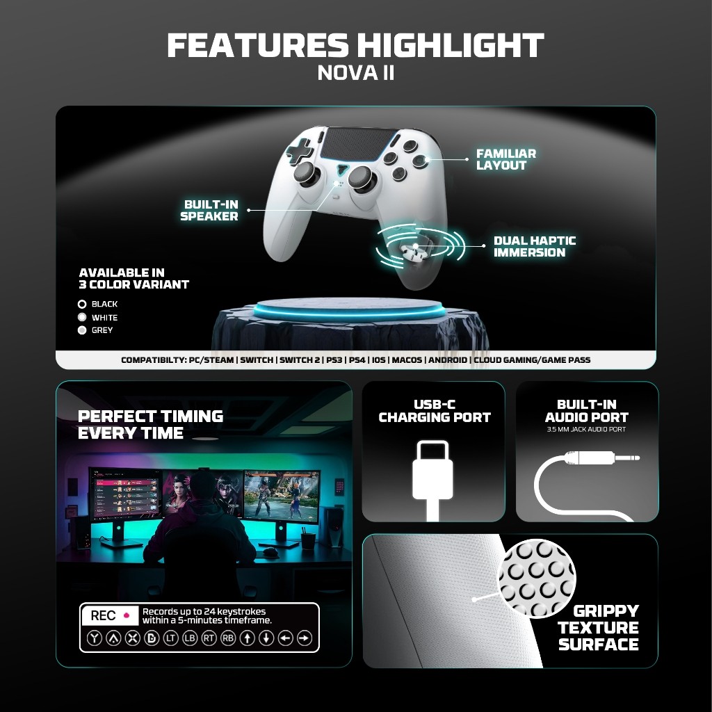 FANTECH รุ่น WGP16 จอยเกมมิ่งไร้สาย เชื่อมต่อได้ 2 โหมด Wireless gaming controller รองรับ PC/PS