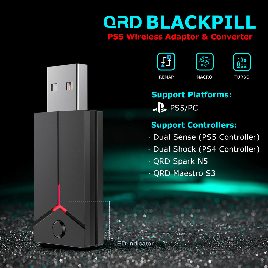 Qrd BLACKPILL PS5 ไร้สาย Adaptor และ Converter สําหรับ QRD Spark N5/QRD ...