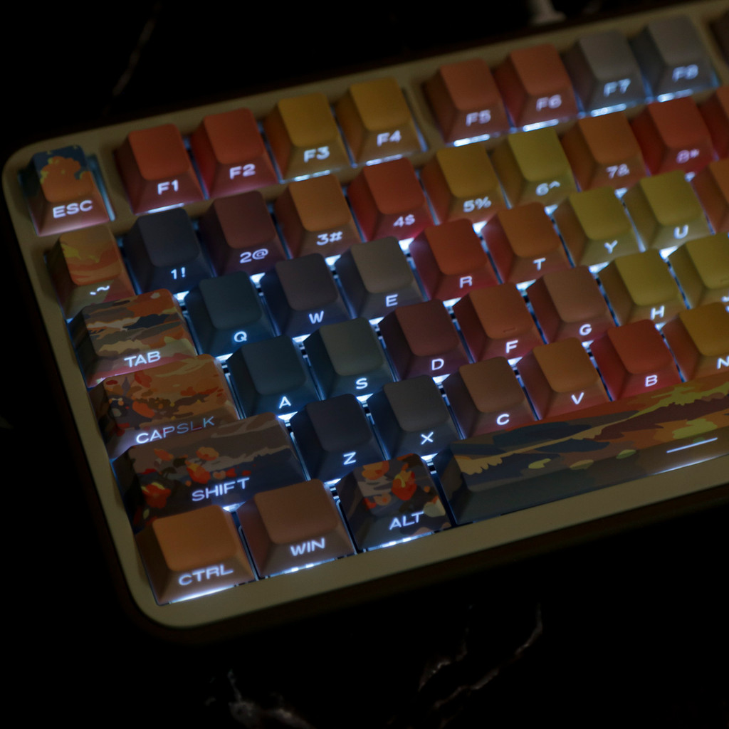 Sunset Keycaps โปรไฟล์เชอร์รี่ Wooting ธีมสายรุ้ง Penetrating ไฟ PBT ...
