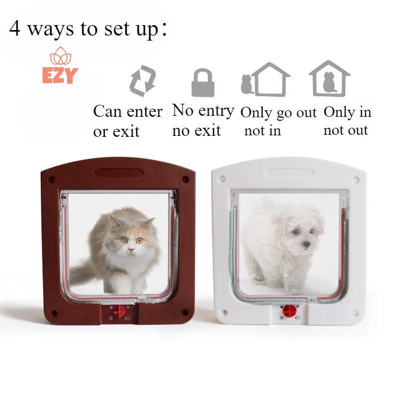 EZY 1PC แมวสุนัข Flap ประตู 4 ทางล็อคลูกแมวสัตว์เลี้ยงขนาดเล็ก Dual ...