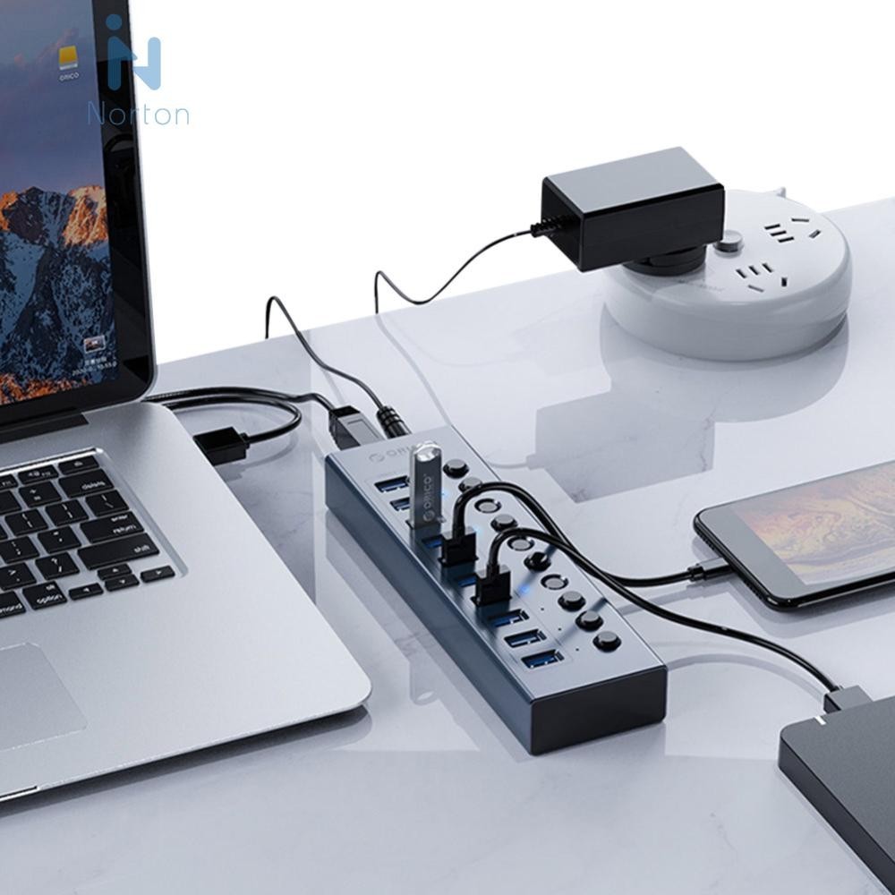 7 พอร์ต USB 3.0 Hub USB Splitter พร้อมสวิตช์ส่วนบุคคล 5Gbps หลาย USB ...