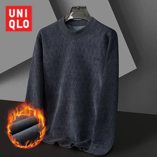 โปรโมชั่น Flash Sale : UNIQLO ยูนิโคล่ ฤดูหนาว ใหม่ เสื้อฮู้ด กับกํามะหยี่คอกลม เสื้อยืดแขนยาวที่อบอุ่น