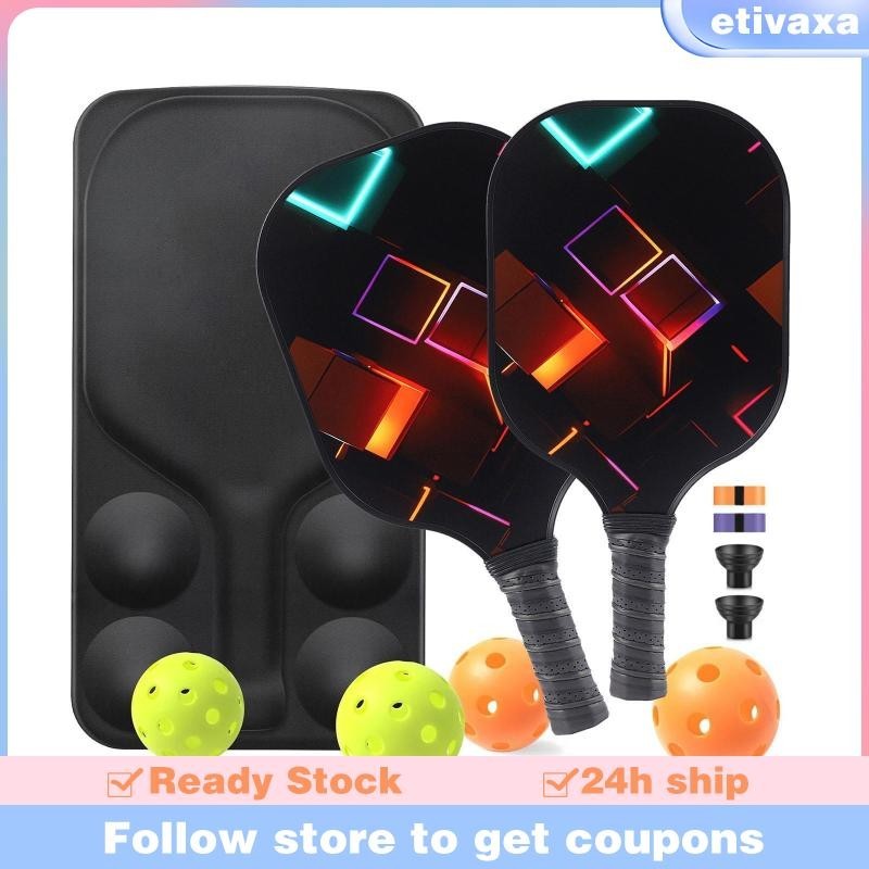 [Etivaxa] Pickleball Racks ไฟเบอร์กลาส Racquets พร้อมเทปจับอุปกรณ์ ...
