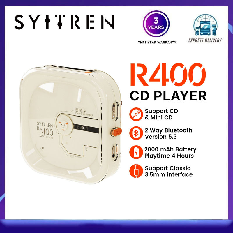Syitren R400 เครื่องเล่น CD พร้อมปลอกแบตเตอรี่ 2000 mAh 2 Way Bluetooth ...