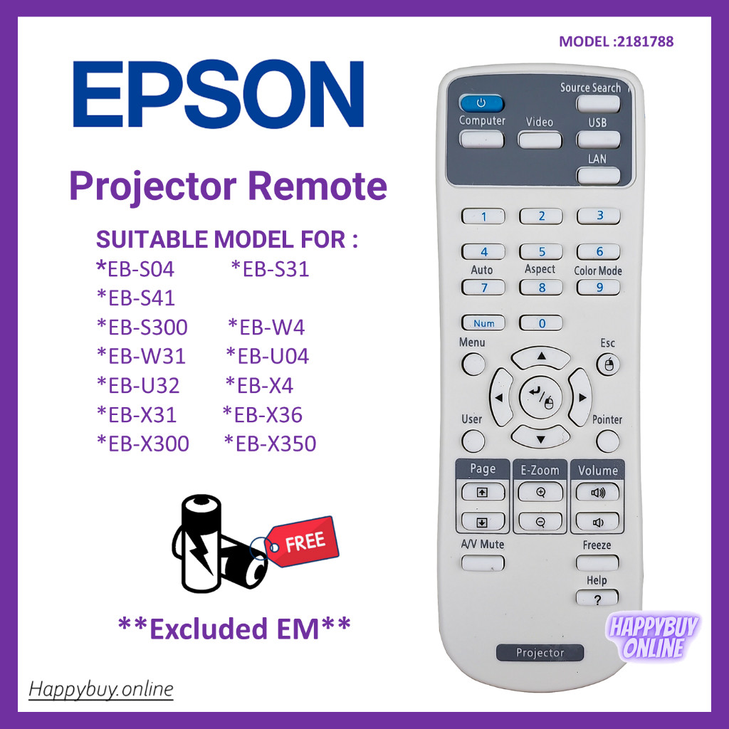 EPSON โปรเจคเตอร์ รีโมทคอนโทรล EPSON Projektor EB Series โปรเจคเตอร์ ...