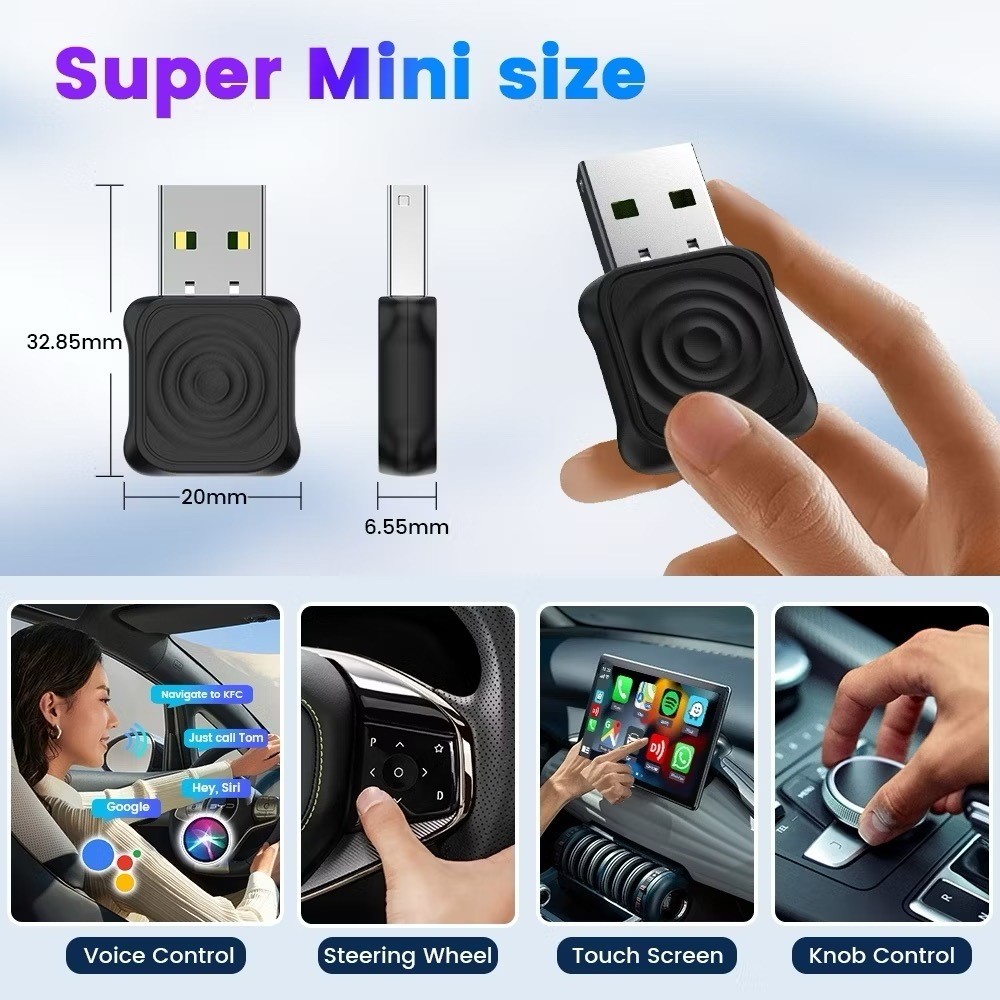 CarlinKit Mini Ultra Wireless CarPlay Android Auto Adapter แปลงแบบมีสาย ...