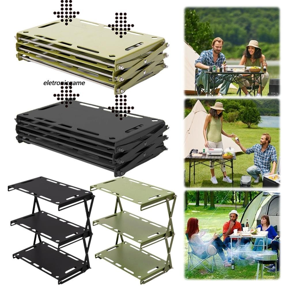 3 ชั้นพับได้ Camping Rack อลูมิเนียมอัลลอยด์พับ Rack สําหรับ Camp ...