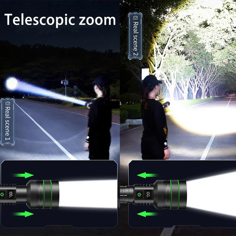 White Laser LEP Flashlight 1500 Meter Long Range, 10000LM, 26650 5000 ...