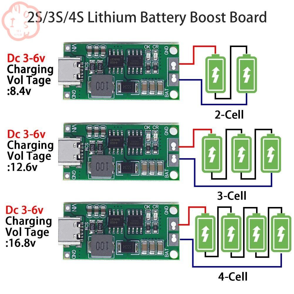 MIOSHOP Step Up Board 18650 Type-C ถึง 8.4V 12.6V 16.8V Li-Ion Charger ...