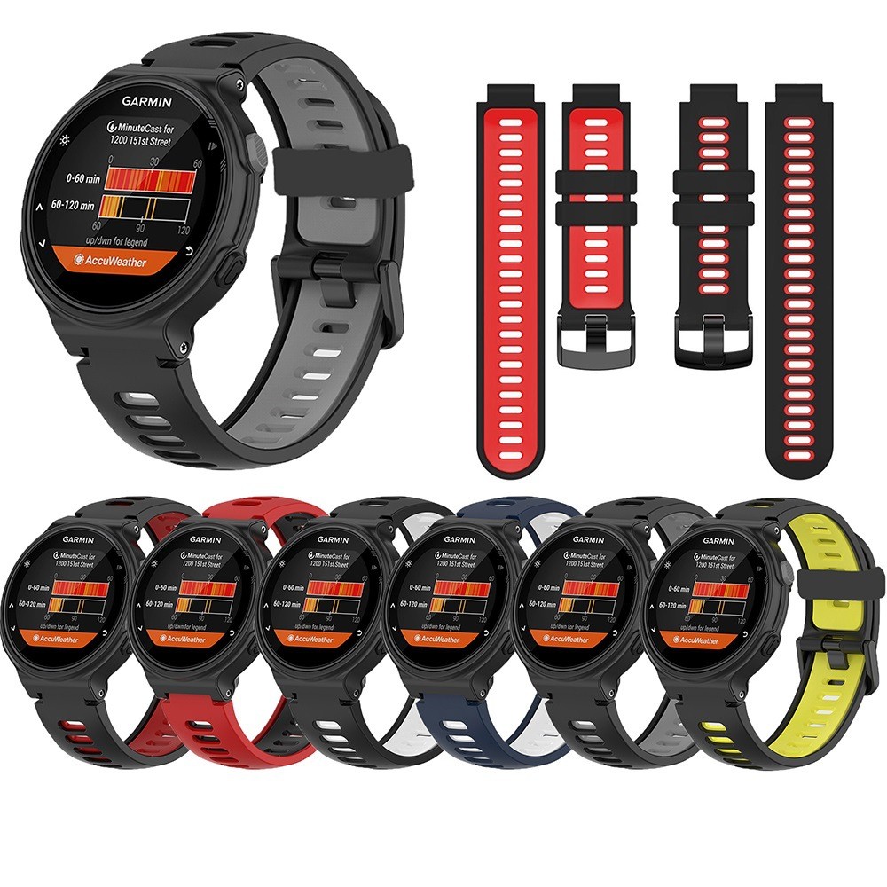 สายนาฬิกา(พร้อมอุปกรณ์)Garmin 220/235/230/620/630/735XT/235Lชิลิโคนสองสีล็อคสีดำApproach s20/s5/s6