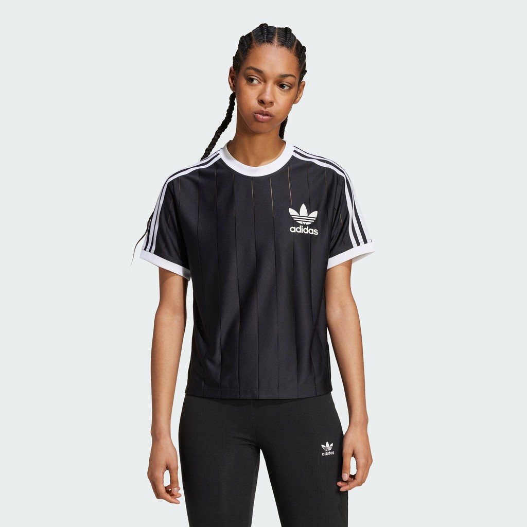 adidas Lifestyle Adicolor 3 Stripes Pinstripe Tee Women Black IX5505 Shopee Thailand