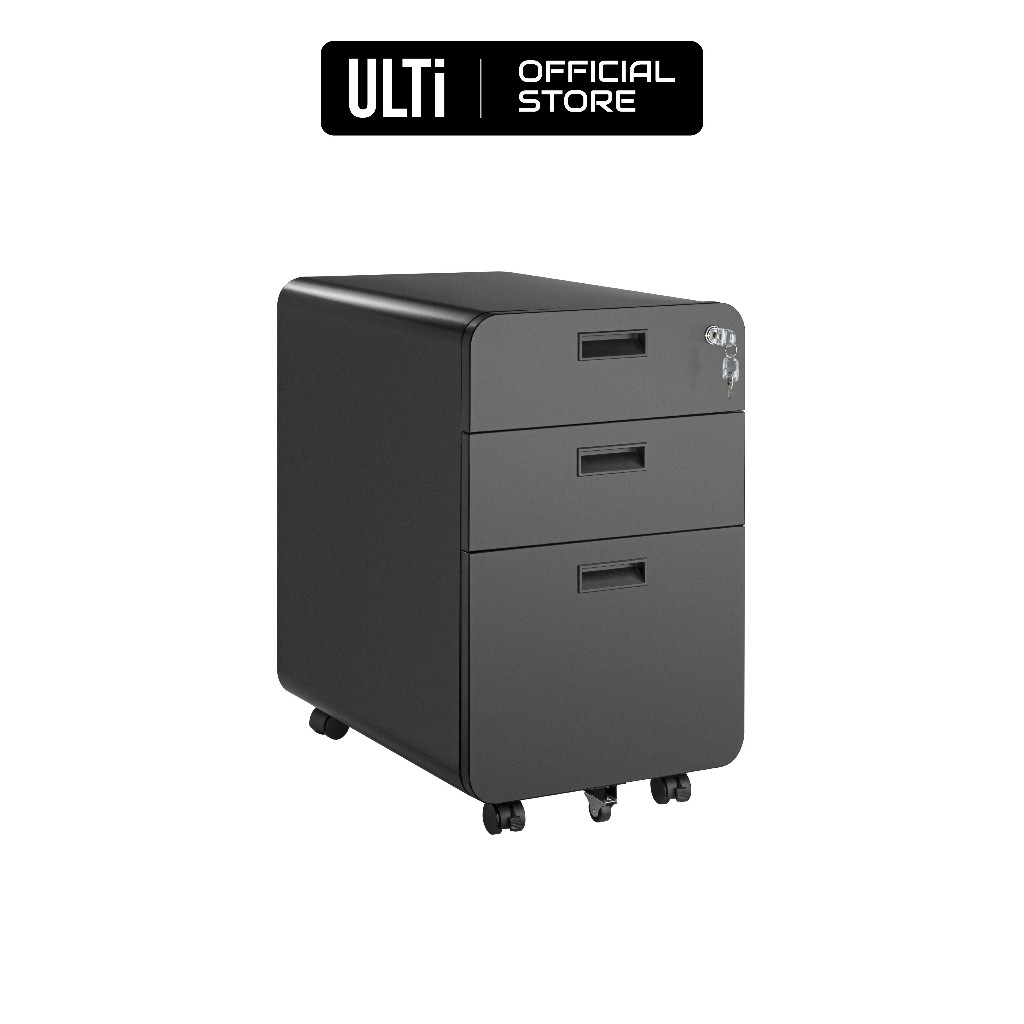 W&MULTi Vulcan 3-Drawer Mobile Steel Vault Storage Drawer File Cabinet ...