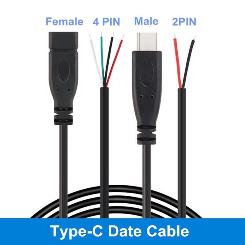 2 Pin 4 Pin Type C ชายหญิง To Bare Open End Cable 2 Core 4 Cores ข้อมูล ...