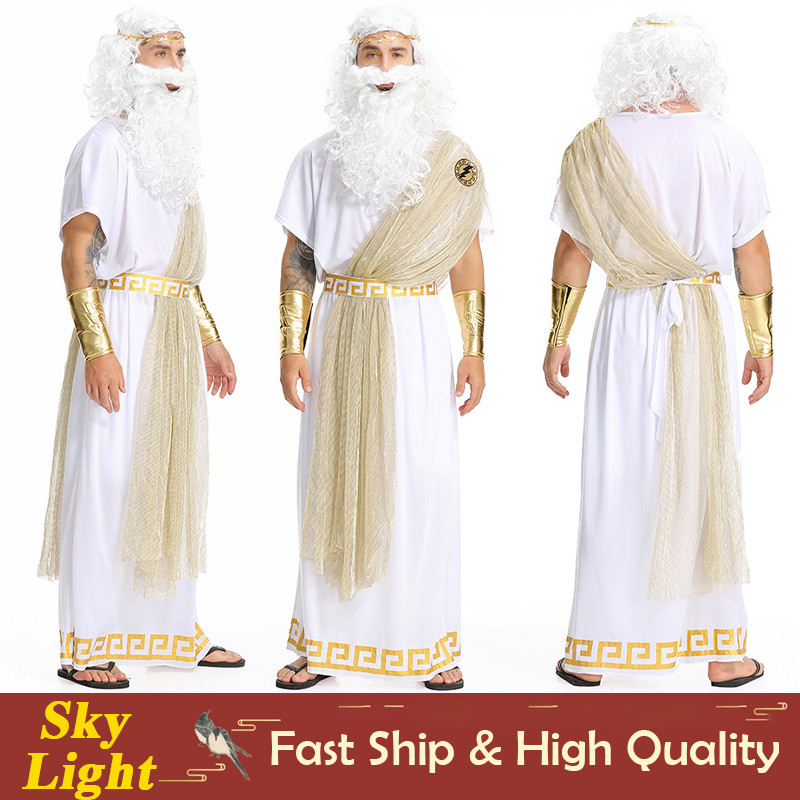 Greek Legend Greece God Zeus คอสเพลย์เครื่องแต่งกายโบราณโรมสีขาว Golden ...