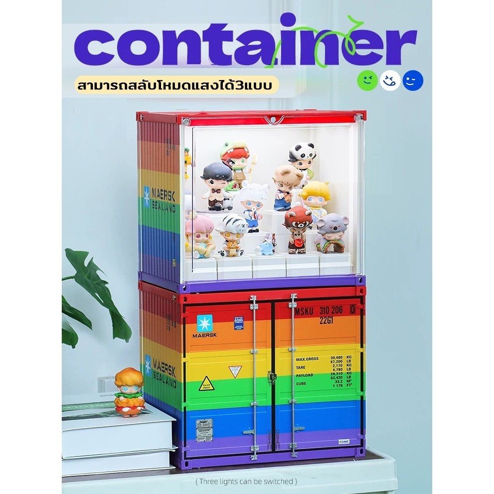 LABUBU Container Box ตู้คอนเทนเนอร์ใส่โมเดล แบบมีไฟ ตู้ไฟใส่โมเดล ซ้อน ...