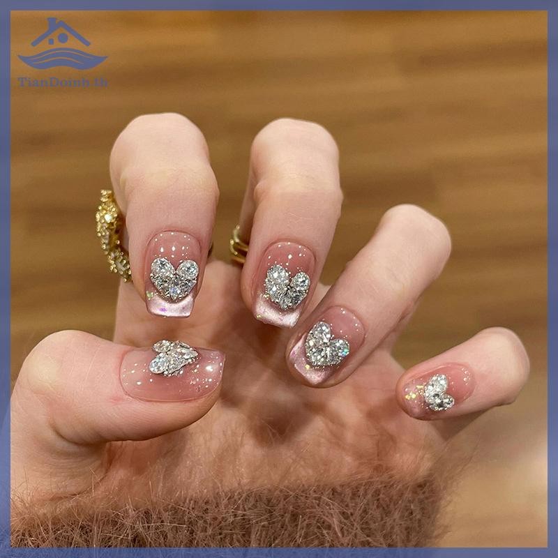 TianYe 1 กล่อง Sparkle Mini Heart เย็บเล็บ Rhinestones เครื่องประดับตก ...