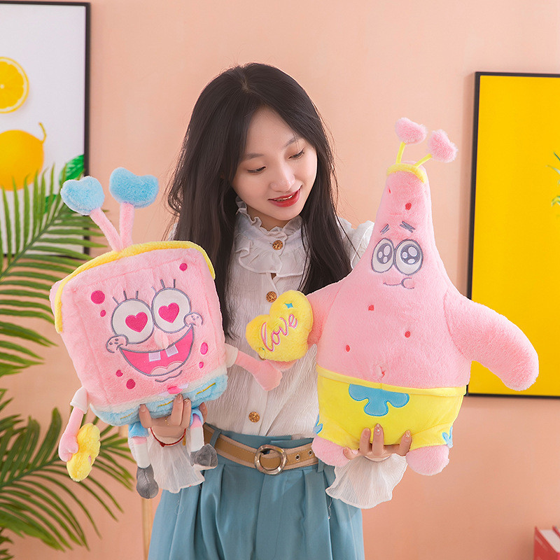 สีชมพู SpongeBob SquarePants ตุ๊กตาพายดาวตุ๊กตาของเล่น Ragdoll หมอนนอน ...