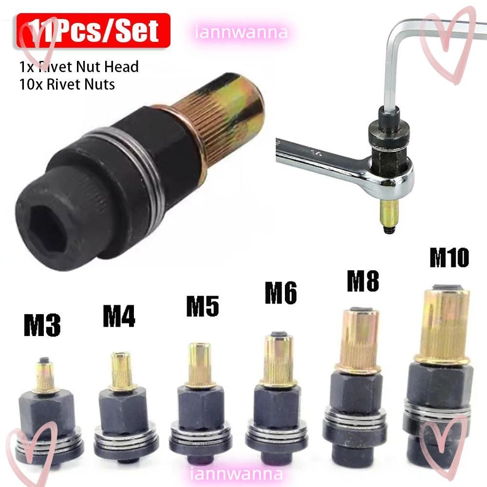 Iannwana 11 ชิ้น/เซ็ต Hand Rivet Nut, M3 M4 M5 M6 M8 M10 ติดตั้งง่าย ...